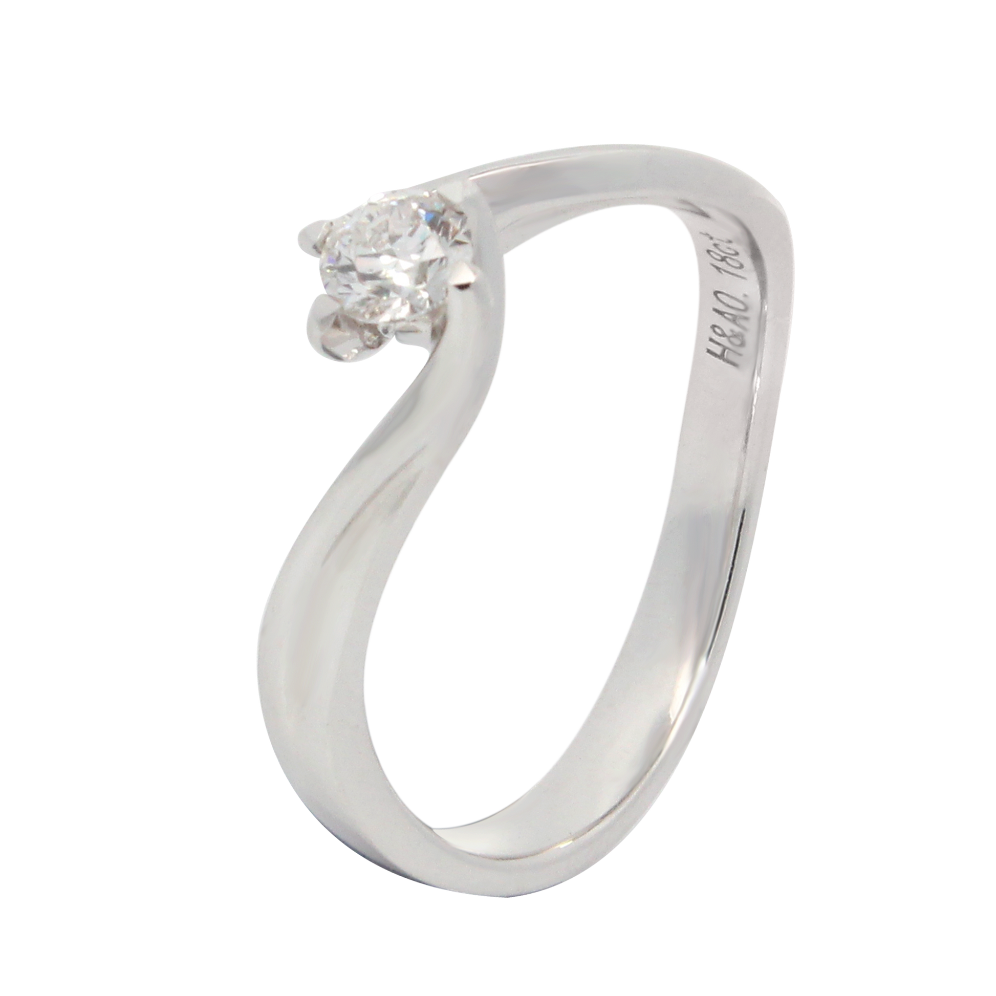 Hearts & Arrows 14K White Gold Serpent Bypass Round Diamond Ring (0.18ct, VVS1, G) from the premier Fine Diamond Jewelry collection of Hearts & Arrows Philippines.