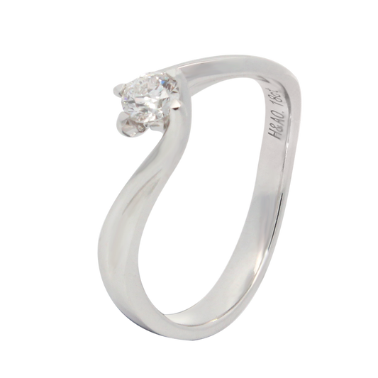 Hearts & Arrows 14K White Gold Serpent Bypass Round Diamond Ring (0.18ct, VVS1, G) from the premier Fine Diamond Jewelry collection of Hearts & Arrows Philippines.