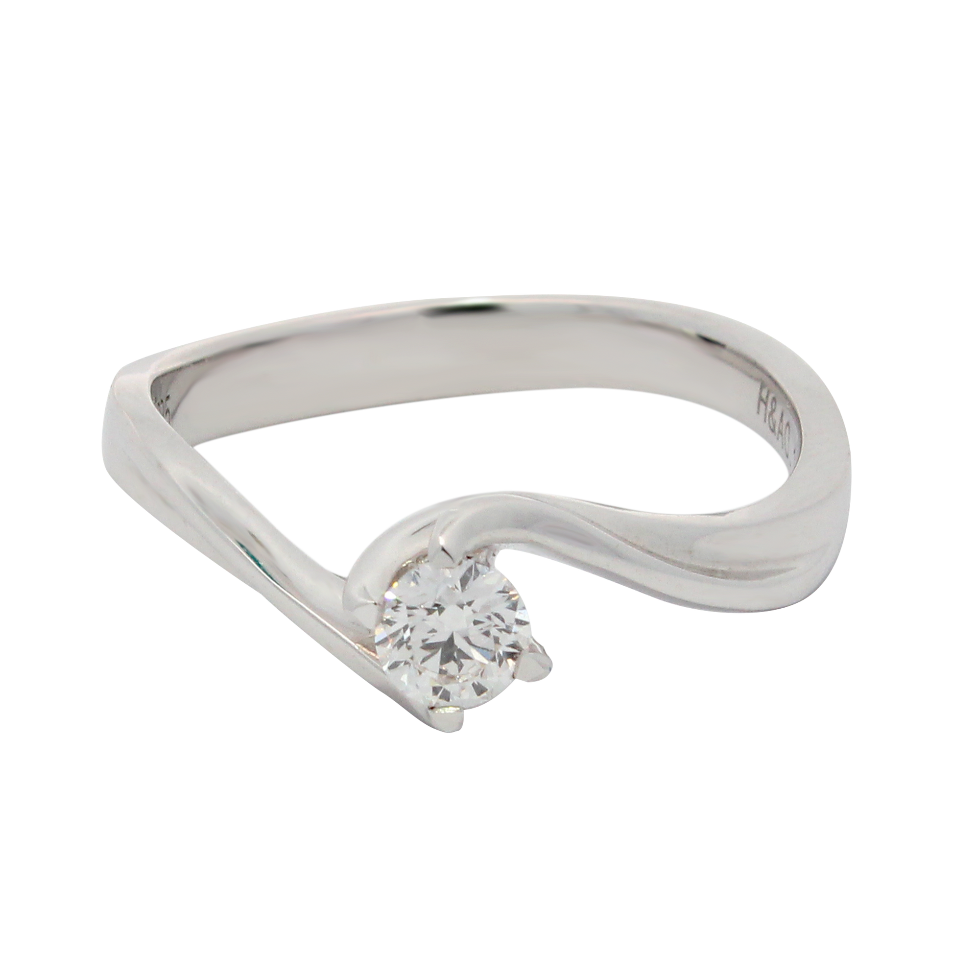 Hearts & Arrows 14K White Gold Serpent Bypass Round Diamond Ring (0.18ct, VVS1, G) from the premier Fine Diamond Jewelry collection of Hearts & Arrows Philippines.