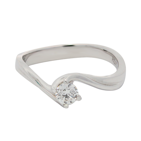 Hearts & Arrows 14K White Gold Serpent Bypass Round Diamond Ring (0.18ct, VVS1, G) from the premier Fine Diamond Jewelry collection of Hearts & Arrows Philippines.