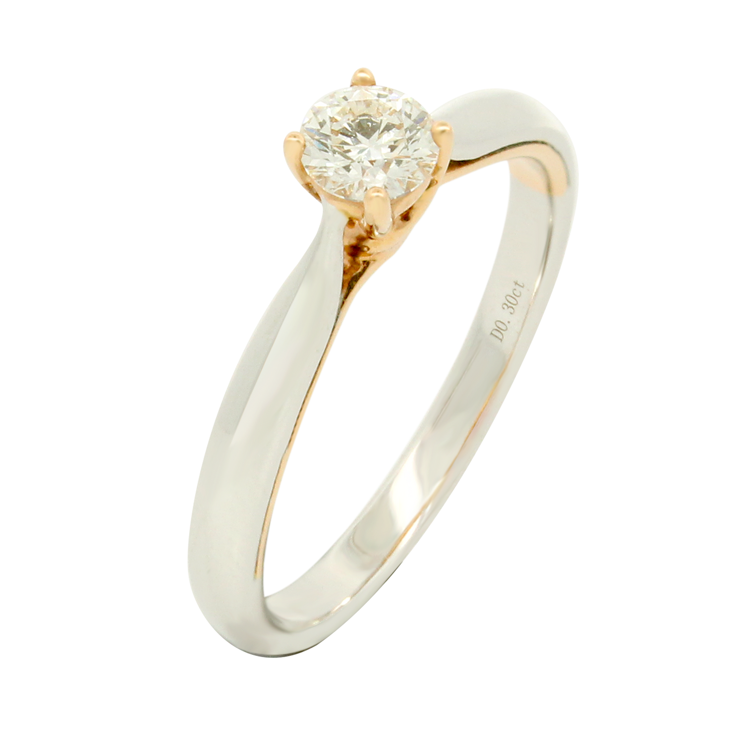Hearts & Arrows 18K White and Rose Gold Two-Tone Solitaire Diamond Ring (0.30ct, VVS1, G) from the top-rated Fine Diamond Jewelry of Hearts & Arrows Philippines.