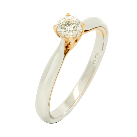 Hearts & Arrows 18K White and Rose Gold Two-Tone Solitaire Diamond Ring (0.30ct, VVS1, G) from the top-rated Fine Diamond Jewelry of Hearts & Arrows Philippines.