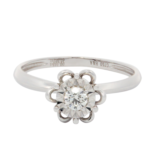 Hearts & Arrows 18K White Gold Flower Halo Round Diamond Ring (0.10ct, VVS1, G) — the ultimate emblem of Fine Diamond Jewelry by Hearts & Arrows Philippines.