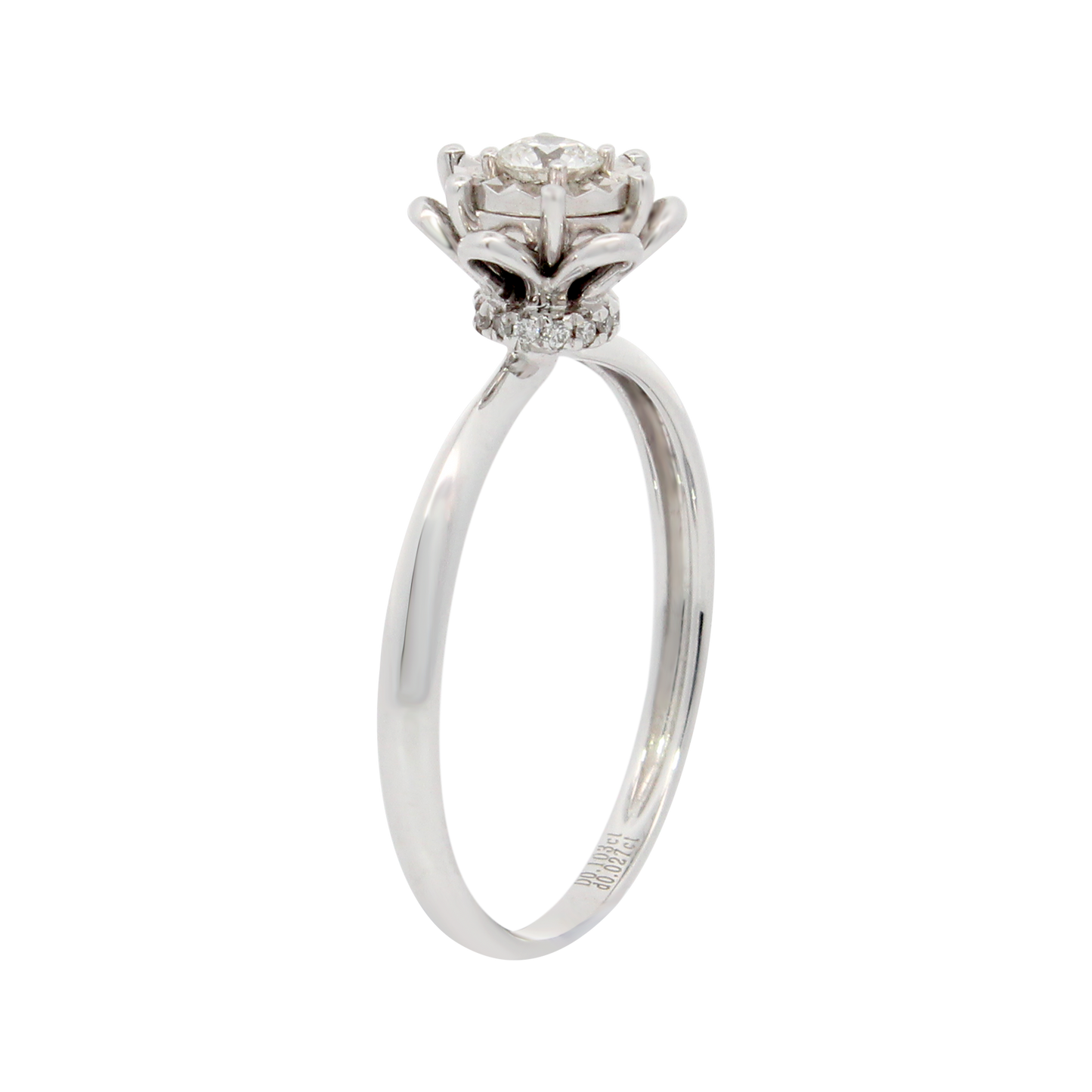Hearts & Arrows 18K White Gold Flower Halo Round Diamond Ring (0.10ct, VVS1, G) — the ultimate emblem of Fine Diamond Jewelry by Hearts & Arrows Philippines.