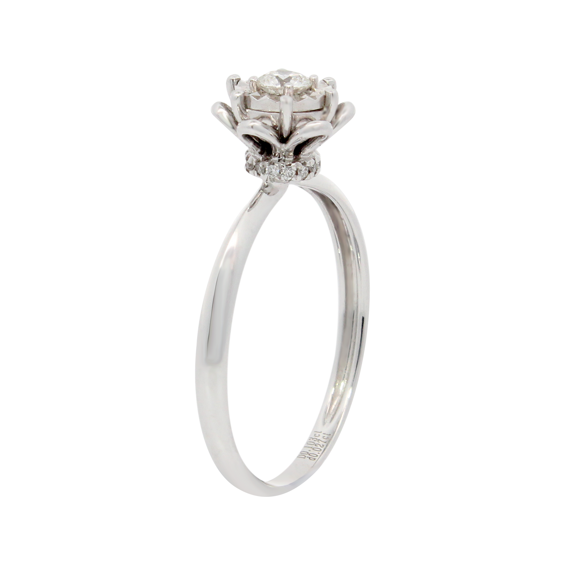 Hearts & Arrows 18K White Gold Flower Halo Round Diamond Ring (0.10ct, VVS1, G) — the ultimate emblem of Fine Diamond Jewelry by Hearts & Arrows Philippines.