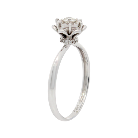 Hearts & Arrows 18K White Gold Flower Halo Round Diamond Ring (0.10ct, VVS1, G) — the ultimate emblem of Fine Diamond Jewelry by Hearts & Arrows Philippines.