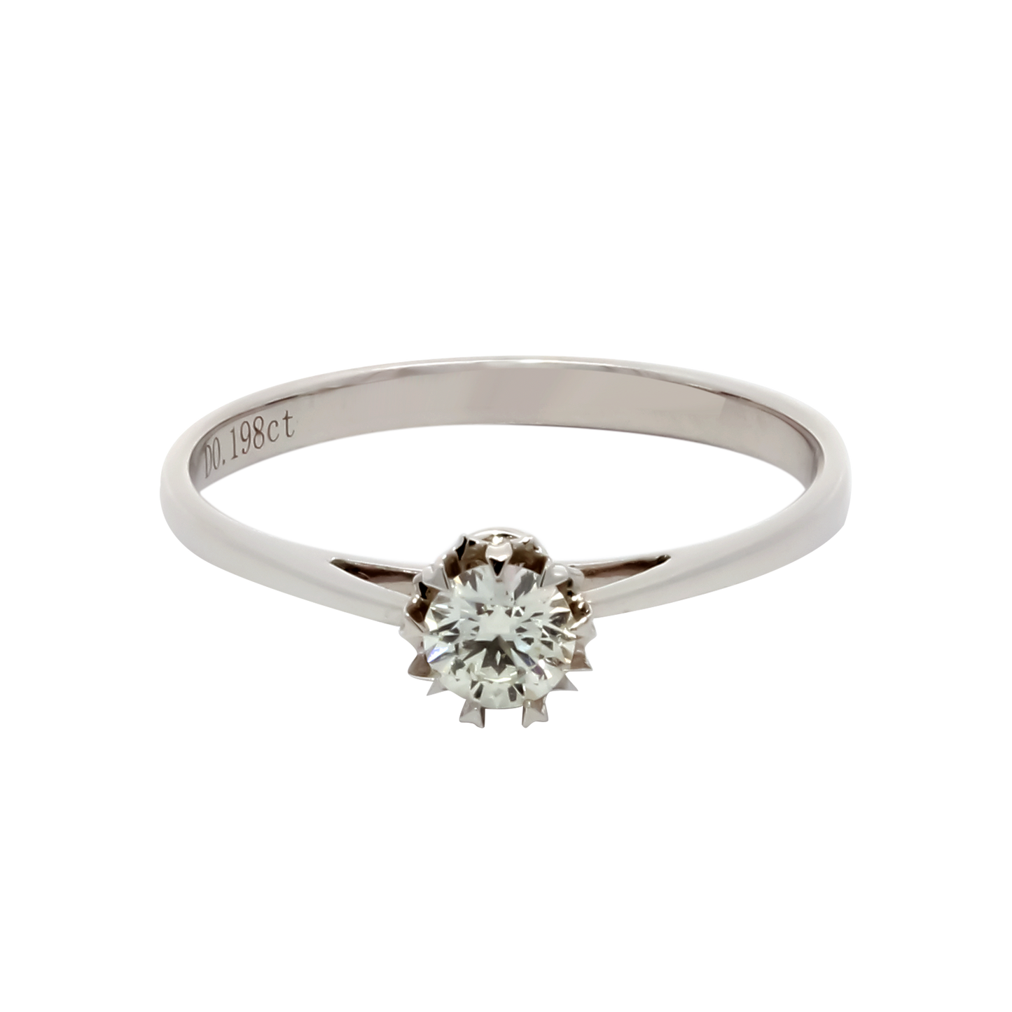 Hearts & Arrows 18K White Gold Heart Motif Solitaire Round Diamond Ring (0.19ct, VVS1, G), an iconic piece of Fine Diamond Jewelry by Hearts & Arrows Philippines.