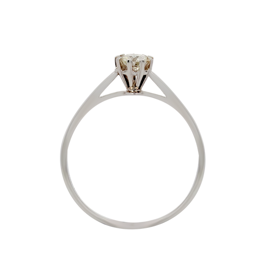 Hearts & Arrows 18K White Gold Heart Motif Solitaire Round Diamond Ring (0.19ct, VVS1, G), an iconic piece of Fine Diamond Jewelry by Hearts & Arrows Philippines.