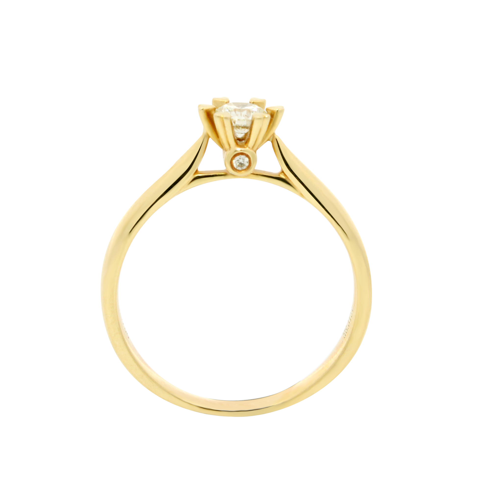 Hearts & Arrows 18K Yellow Gold Heart Motif Solitaire Round Diamond Ring (0.19ct, VVS1, G), an iconic piece of Fine Diamond Jewelry by Hearts & Arrows Philippines.